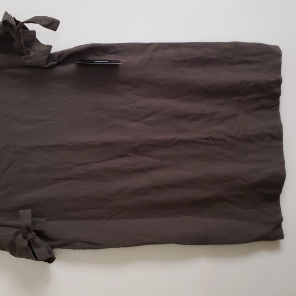 Lulu's linen button back shift dress in olive green. Sz Medium - Picture 3 of 12